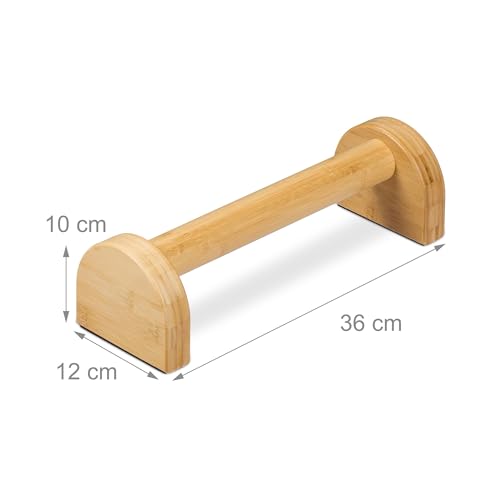 Relaxdays opdruksteunen, set van 2, push-up bars, bamboe, HxBxD 10 x 12 x 36 cm, push-up handles, handstand, natuur - Afbeelding 5