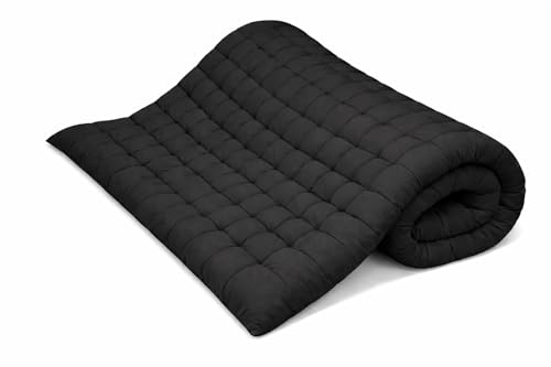 Image of ATOOTFUSION Soft Cotton Quilt | Foldable Light Weight Filled Single Firm Cotton Quilt Mattress| Gadda (Solid Coloured, 2 Sleeping Capacity, 5 x 6 ft or 72 x 60 Inches Queen) (Black)