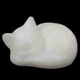 Hguxmcu White Jade Cat Figurine Decor, 2.1 Inch Crystal Cat Statue for Desk