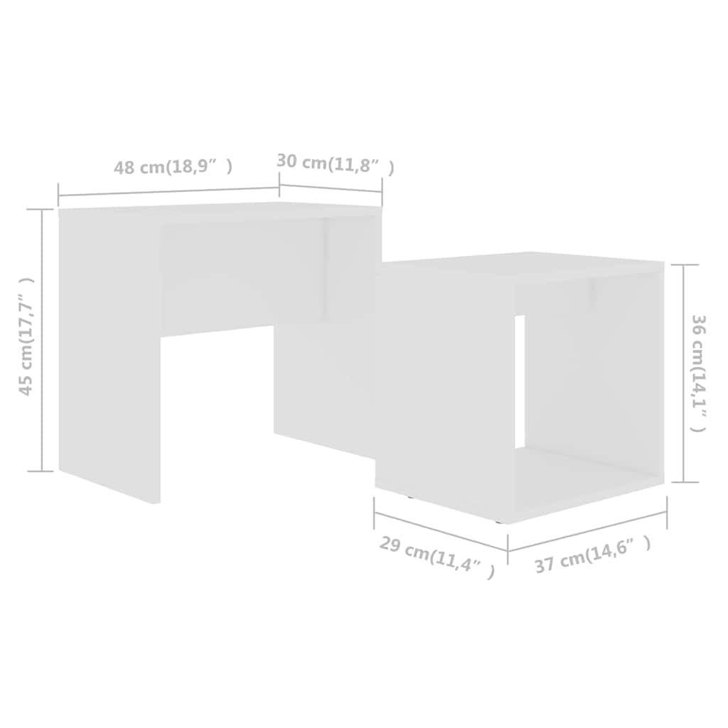 Hothingwell Couchtisch-Set, 2-teilig, Weiß, 48 x 30 x 45 cm, Holz, Ingenieurskunst | Ausziehbares Design, platzsparend, Regal, einfache Montage, Reinigung mit feuchtem Tuch