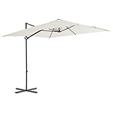 qzzced parasole da giardino ombrellone da esterno ombrellone da terrazza ombrellone a sbalzo con palo in acciaio 250x250 cm sabbia per esterni, giardino, piscina, balcone, patio