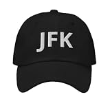 JFK Hat - JFK New York Airport Code Embroidered Adjustable DAD Cap - John F Kennedy President Souvenir Gift Black