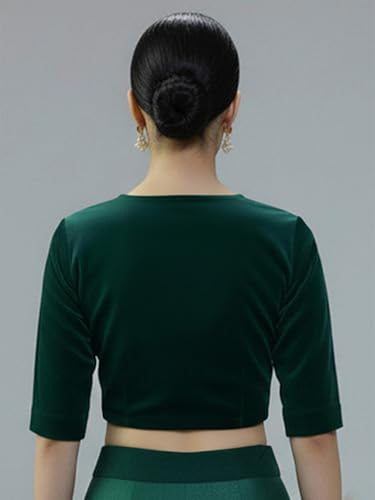 Image of Thevasa Women's Everyday Divine Depth V Neck Half Sleeves Blouse