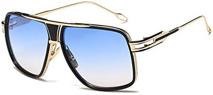 Dollger Sunglasses for Men Oversize Classic Black Shades Goggle Retro Gold Alloy Frame Sun Glasses