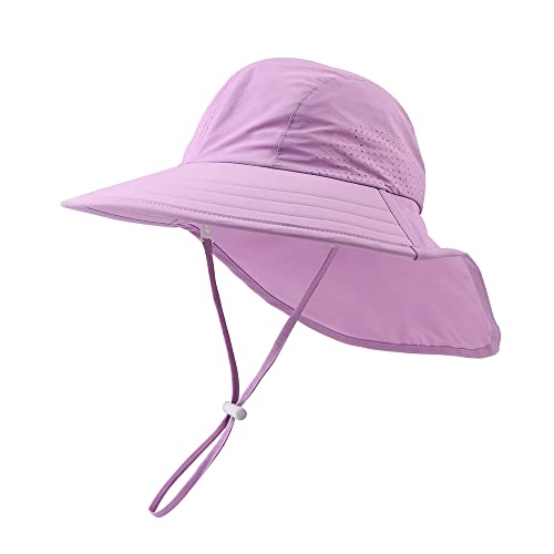 Toddler Summer Hat With Neck Flap Waterproof Kids Swim Hat Baby Uv Protection Sun Hats Beach Cap For Boys Girls (As1, Age, 1_Year, 4_Years, Purple) #TOP13