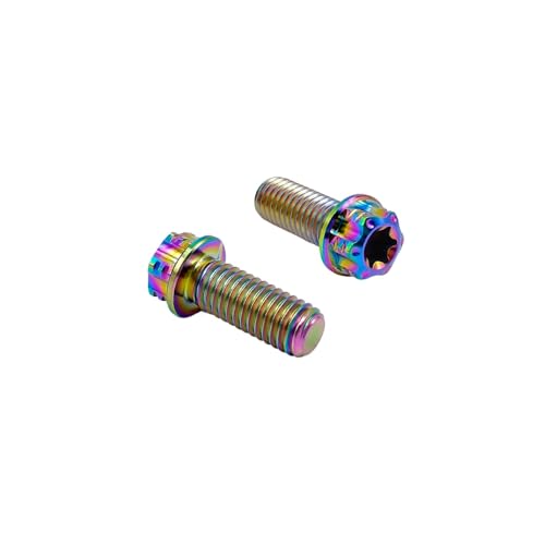 Image of RISON Titanium Bolts M10*1.25 * 25 Torx Titanium Bolts for Motorcycles Hex Head Dual Drive Rainbow Titanium Flange Bolt Pack of 5