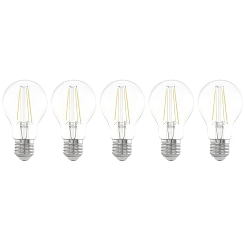 Eglo Set of 5 E27 Filament LED Lamps, Edison Light Bulb Transparent, 7 watt (Equivalent to 60 watt), 806 Lumen
