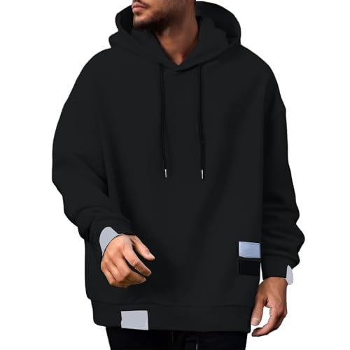 Men's Hooded Sweatshirt Casual Long Sleeve Solid Color Drawstring Hoodie Shirts Cotton Soft Comfy Versatile Blouse Plus Size