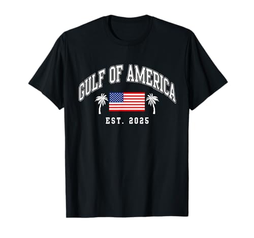 Gulf America Est 2025 USA American Flag Palm Trees Patriotic T-Shirt