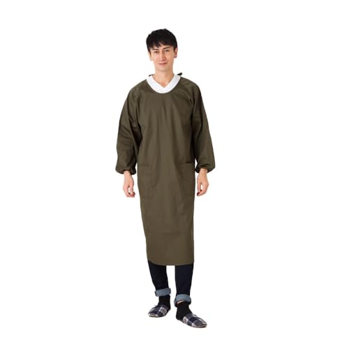 [カーキ]ロング丈シンプルラグランメンズ割烹着