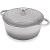 Nuovva Enamelled Cast Iron Dutch Oven Pot with Lid-6.4 Quart Non Stick Casserole Pot-Heavy Duty & Oven Safe up to 500 F for Bread Baking, Braising, Stews, Roasting - 28cm Grey
