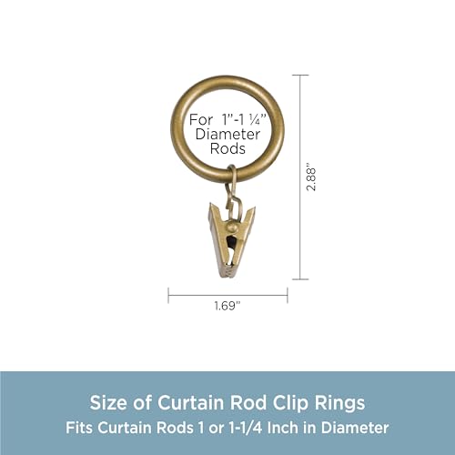Kenney Clip Rings for 1" to 1-1/4" Diameter Curtain Rods, Gold, 14-Pack by Kenney - Image 3