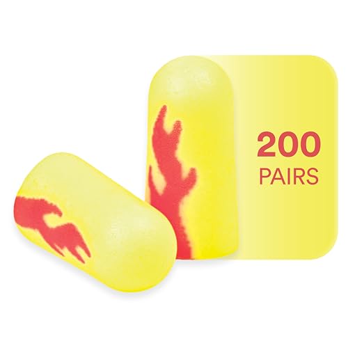 3M Ear Plugs, 200 Pairs/Box, E-A-Rsoft Yellow Neon Blasts 312-1252, Uncorded, Disposable, Foam, NRR 33, Drilling, Grinding, Machining, Sawing, Sanding, Welding