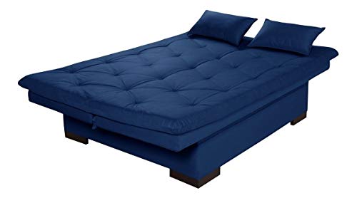Sofá Cama Baú 3 Lugares Multiuso Azul Marinho