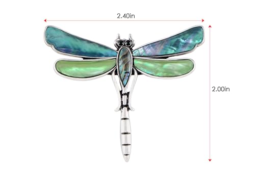 Image of Alilang Dragonfly Brooch Retro Silver Tone Abalone Shell Versatile Brooch Pin Accessories