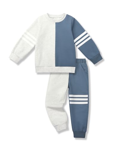 Toddler Boy Sweatsuit Stripe Long Sleeve Pull On Clothes Two Tone Tops and Pants Fall Winter Set