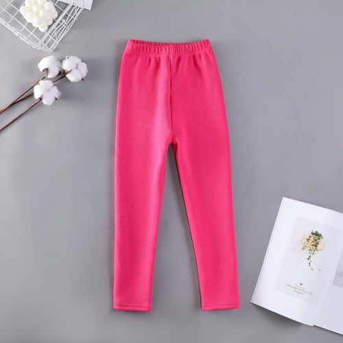 Girls Fleece Lined Leggings Winter Pants Thermal Footless Tights Hot Pink - image 3