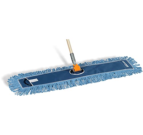 Image of Coastwide Professional Looped-End Dust Mop Head, Cotton, 36x5 In, Blue | Replacement mop head for sweeping dust on large facility floors.