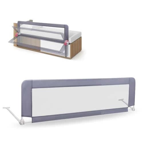 BATHBY Barandilla de Seguridad para Cama 110 cm | Panel Transparente | Sistema Plegable | Instalación sin Taladros | Protección Anticaídas para Bebés y Niños | Compatible con Todos los Colchones