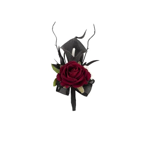 Floinla Black Burgundy Boutonniere