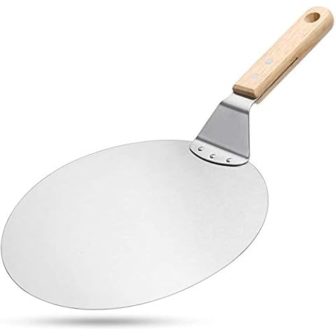 Megashopitalia Extra-Large Stainless Steel Pizza Shovel with Wood Handle Cover