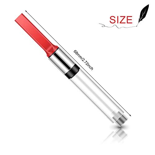 Pack of 6 Universal Fountain Pen Ink Converter International Fountain Pen Ink Cartridge Converter Refillable Standard Ink Piston Converter (Red)