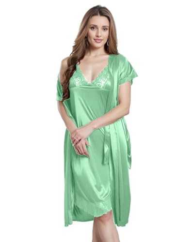 Image of PNAEONG Satin Short Wedding Nighty for Women Bridal