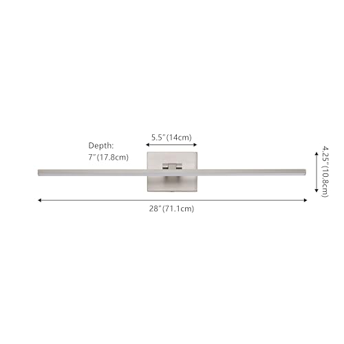 JONATHAN Y 28" Nickel Modern Rechargeable LED Swivel Picture Light, Dimmable Cordless Wall Sconce with Touch Sensor, Wireless Art Lighting for Gallery Mirror Bedroom (JYL7163D) by JONATHAN Y - Used condition - Image 4
