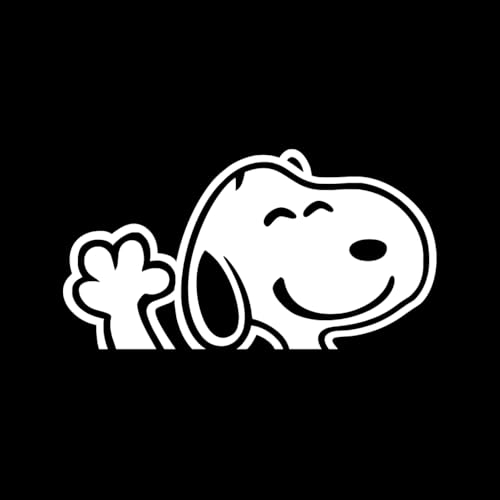 Snoopy Waving Adhesive Vinyl Sticker Classic Cartoon for Car Window Laptop and Water Bottle Weatherproof Decal (8 x 4.2)
