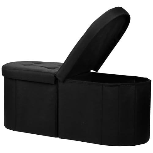 AmasSmile Storage Ottoman Bench, Foot Rest with Partitioned Storage in