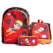 Mochila Import Naruto Costas Lancheira Estojo Kit