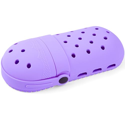 Image of elephtree Funny Shoes Shaped Silicone Pencil Holder for Teacher Appreciation Gifts Adult Pencil Storage Organizer Cute Desktop Pen case Creative Stationery Storage for Office Classroom Home (Purple)
