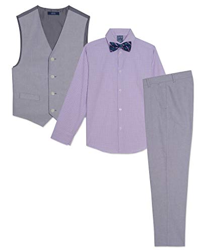 Image of IZOD Boys' 4-piece Formal Dress Up Suit Set, Vest, Pants, Collared Shirt, and Tie