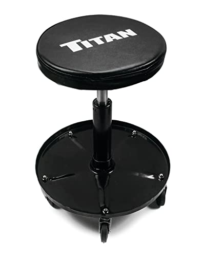 Titan 85082 Adjustable Pneumatic Roller Seat, Mechanics Stool, Black