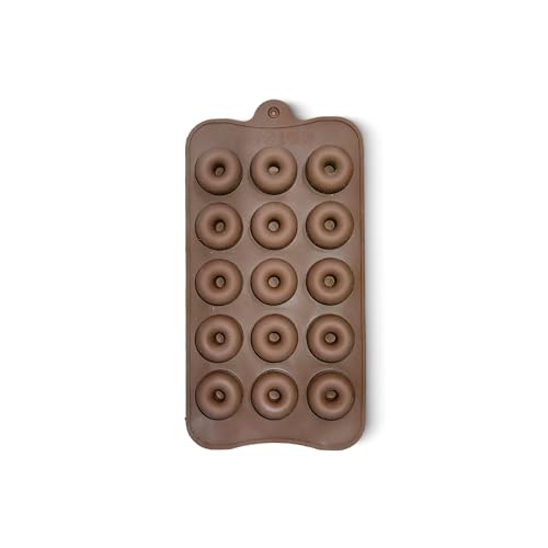 Image of HS Small Donut Silicone Mould, Non-Stick Food Grade Silicone Mould for Chocolate, Candy, Jelly & Ice Cube (Brown)