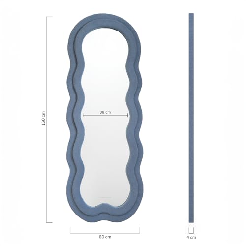 Flamingueo Espejo de Pie Cuerpo Entero - Marco Tejido Rizo - Forma Irregular - Espejo Pared - Wavy Mirror - Decoracion Habitacion - Azul - 160 x 60 x 4 cm - imagen 8