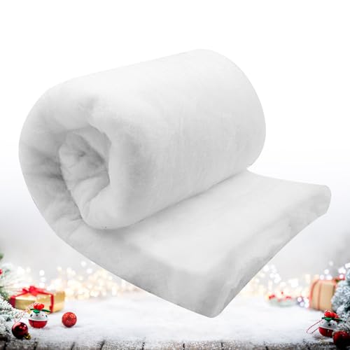 Guzeelu Fake Snow Blanket 35 x 8FT Soft White Artificial Snow Roll for Christmas Village Decorations Winter Wonderland Scenes Holiday Displays Snow Table Runner Nativity Setup