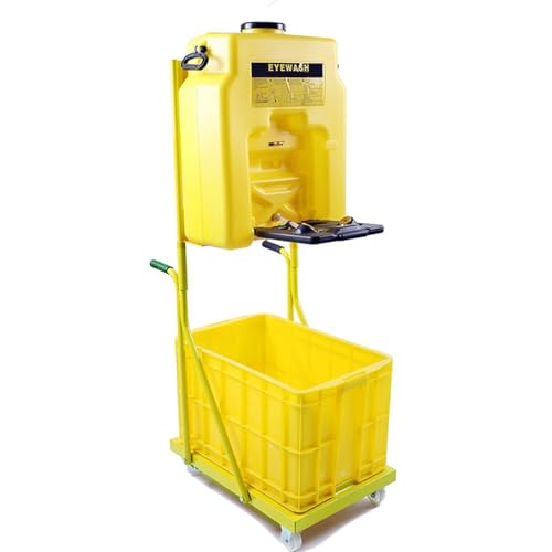 Station de lavage oculaire portable avec double pulvérisation pour une utilisation d'urgence – Idéal pour les plantes chimiques, les laboratoires et les ateliers – Assure une mobilité et une sécurité