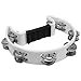 Hordion Tambourine Metal Jingles, Hand Held Percussion Half Moon Tambourines Musical Instrument for Adults Music Enthusiasts Party, White