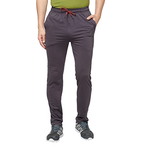 Image of sporto Anthra Melange Modern Slim Fit Track Pants for Men with Zippered Pockets