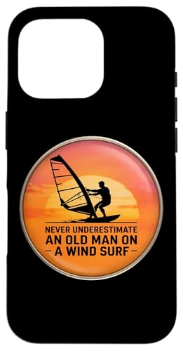 Never Underestimate An Old Man On A Wind Surf �E�B���h�T�[�t�@�[ �����Y �X�}�z�P�[�X iPhone 16 Pro �p