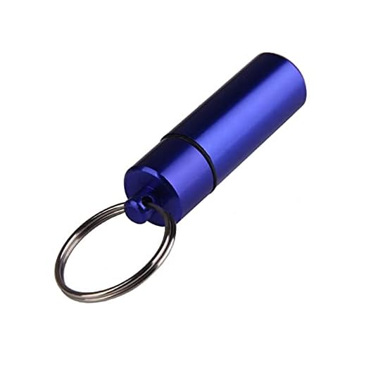 Keychain Pill Box Vattentät Aluminium Pill Box Case Bottle Cache Drug Holder Container Keychain Medicine Box Health Care (Color : Blue, Size : 4.9x1.7x1.7cm)