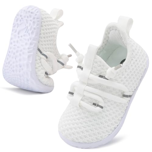 Image of Besroad Baby Boys Girls First Walking Shoes Infant Crib Shoes Breathable Slip On Sneaker Lightweight Barefoot Shoe for Babies