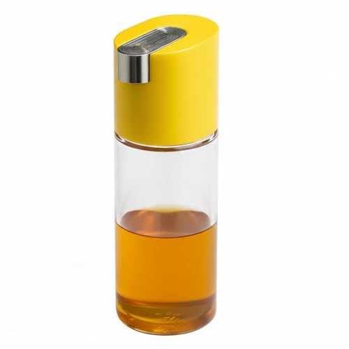 Image of PRIME PICK Smart Pour Glass Oil Dispenser Bottle Auto Flip Cap Stainless Steel No Drip Spout Leak Proof Kitchen Oil Vinegar Soy Sauce Storage Container Yellow 500 ml