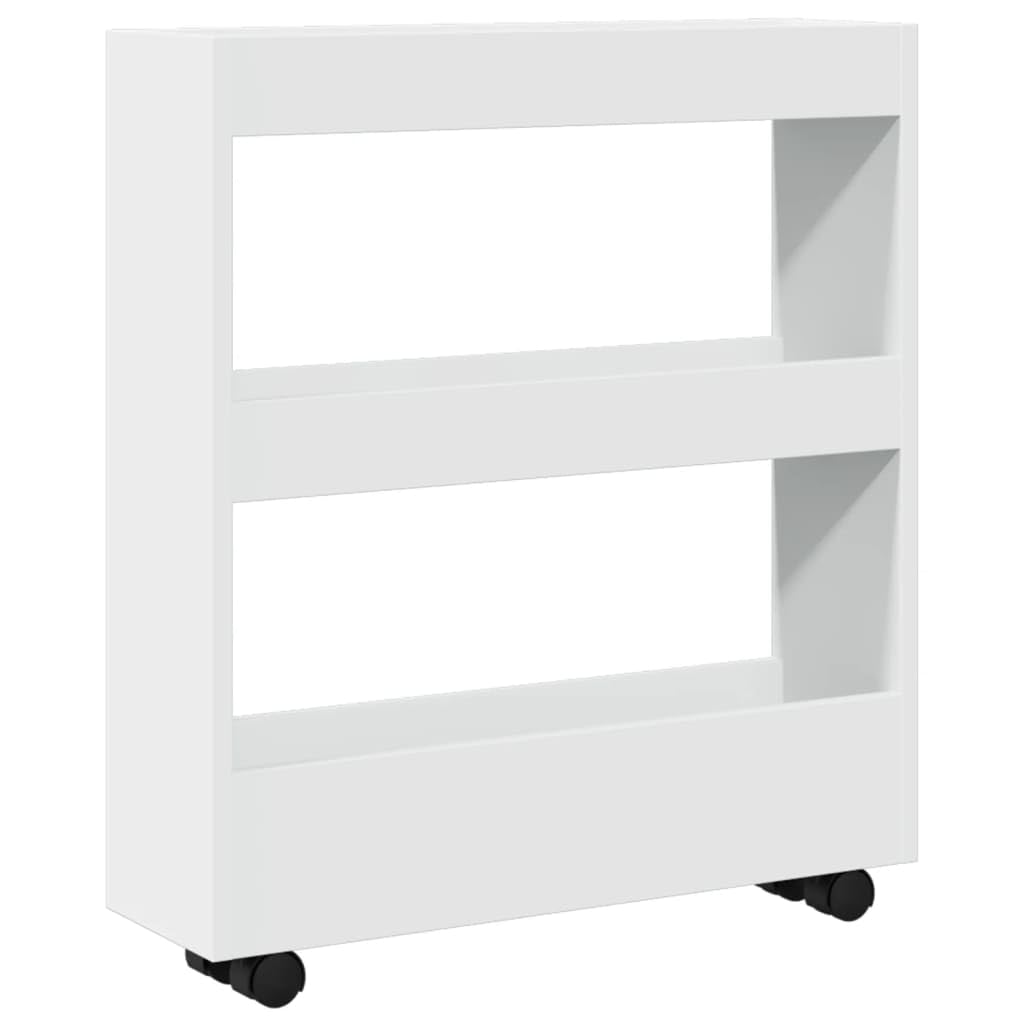 vidaXL Carrito de almacenaje Estrecho de 3 Niveles de Madera de ingeniería Blanca