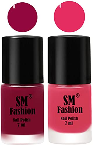 Image of Long Lasting Nail Polish | Nail Paint Combo 7 ml Each) - Set of 2 Cherry Blossom-Dark Rose Pink
