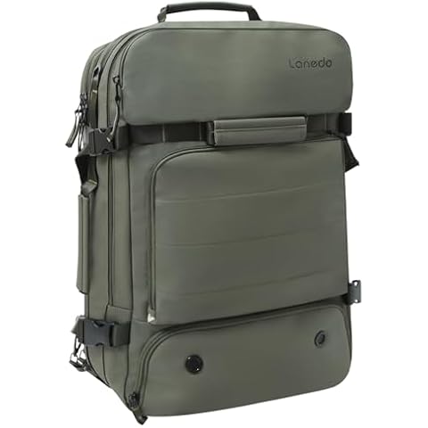Lanedo Travel Backpack Carry On Flight Approved, Large Capacity Backpack, Expandable Laptop Backpack W/Multi Pockets, Wet isolation Pocket, Heavy Duty Luggage Backpack USB Port for Business Travel Cover
