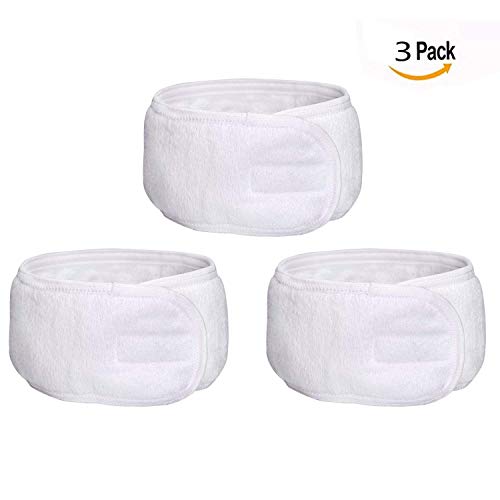 Itian Bandeau Spa Visage Maquillage, Bandeau Soin Visage Femme Bandeau de Yoga Sport, Bandeau de Douche, 3 Morceaux (Blanc) Cover