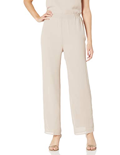Le Bos Women's Plus Size Embroidered Trim Long Jacket Pant Set, Almond, 18W #TOP3