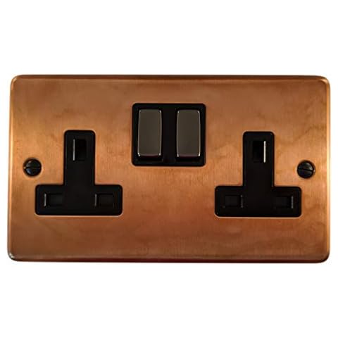 G&H CTC310 Standard Plate Tarnished Copper 2 Gang Double 13A Switched Plug Socket Cover